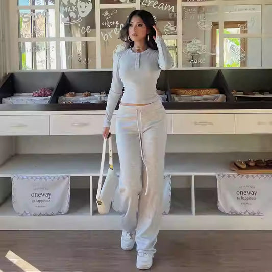 Versatile Casual Minimalist Short Slim-fit Figure-flattering Top And High-waisted Pants