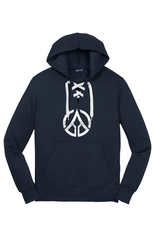 Lace Up Pullover Hooded Sweatshirt