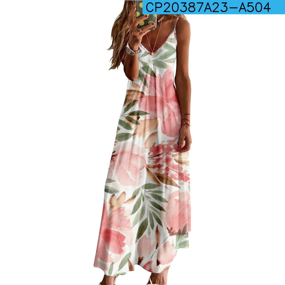 Plus-size Strap Waist-cinching Long Dress For Women