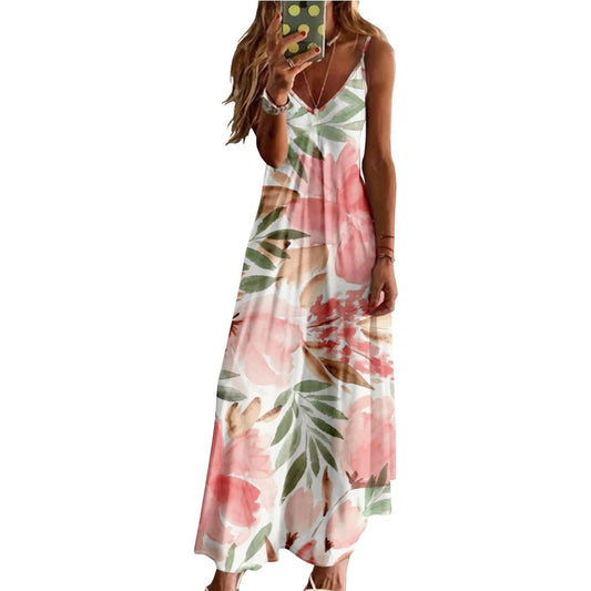 Plus-size Strap Waist-cinching Long Dress For Women